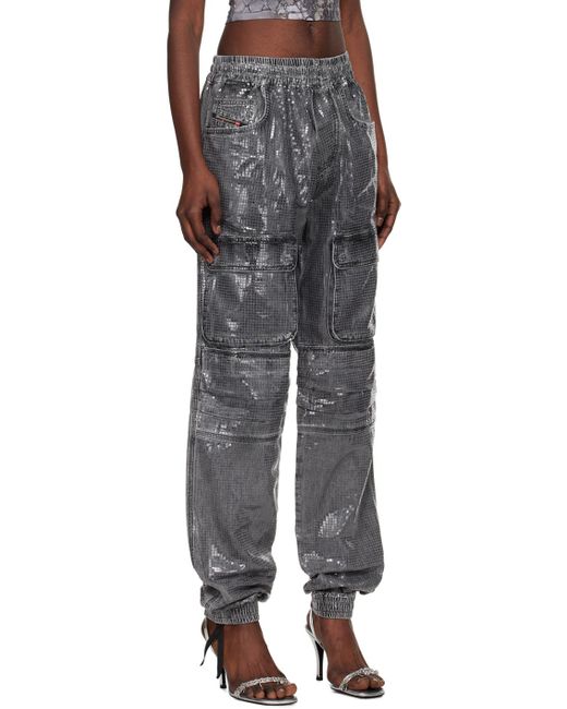 Pantalon cargo D-Mirt 0pgac gris en denim DIESEL en coloris Black