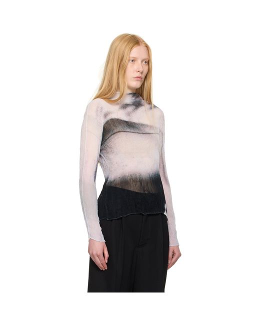 Issey Miyake Shadow Study Pleats Chiffon Twist Turtleneck in Black