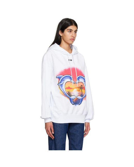 Pull à capuche blanc à image MSGM en coloris White