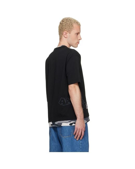 Aape By A Bathing Ape Black 'Aapeunvs' Graphic T-Shirt for men