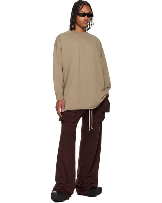 Rick Owens Red Burgundy Concordians Wide Creatch Cargo Pants for men