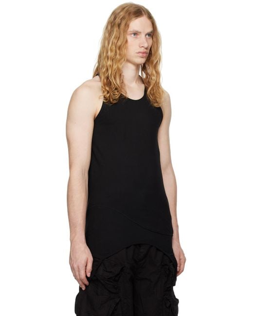 Julius Black Asymmetrical Paneled Cotton Jersey Tank Top for men