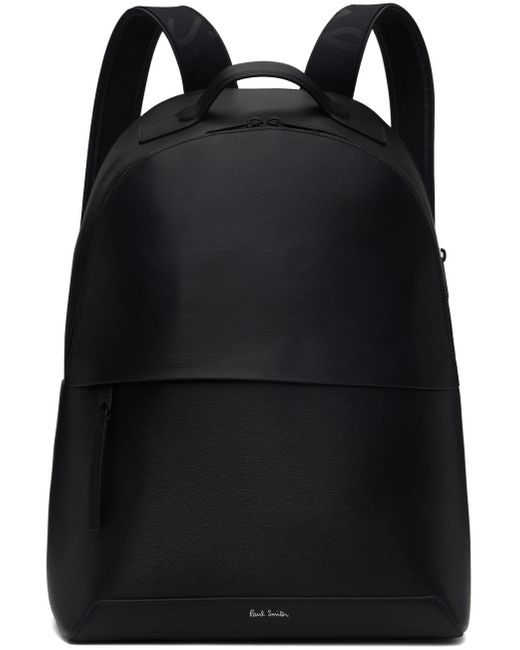Paul Smith Black Embossed Leather Backpack for men