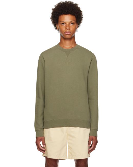 Sunspel Green Khaki V-stitch Sweatshirt for men