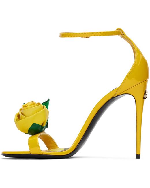 Dolce & Gabbana Dolce&gabbana Yellow Vernice & Ricamo Fiore Sandals
