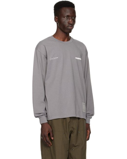 Yohji Yamamoto Gray Neighborhood Edition Long Sleeve T-shirt for men
