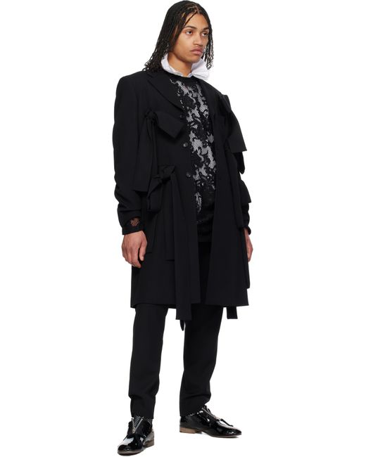 メンズ Comme des Garçons ブラック ウールギャバジン コート Black