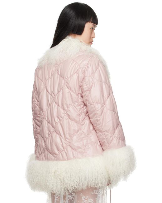 Sandy Liang Pink Kristoff Shearling Coat