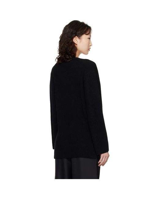 Loulou de Saison Black Gabe U Neck Ribbed Cashmere Sweater