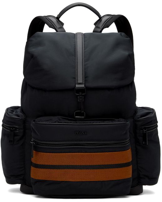 Zegna Black Technical Fabric Special Backpack for men