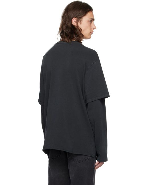 424 Black Layered Long Sleeve T-Shirt for men
