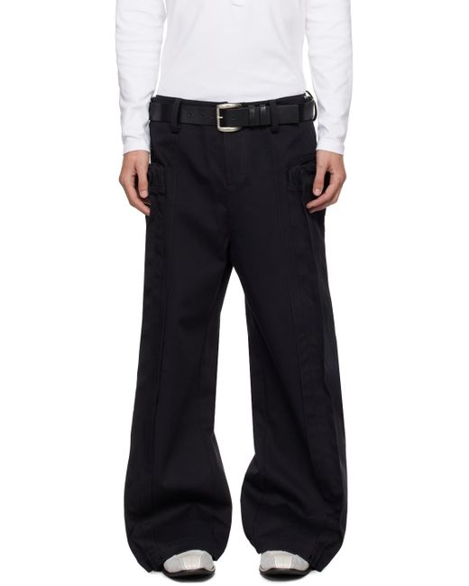 Fax Copy Express Black Oversized Cargo Pants for men