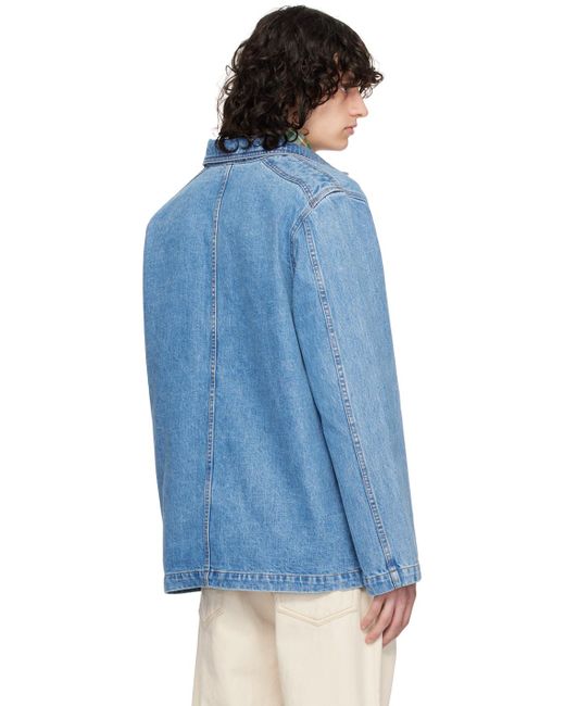 Drake's Blue Five-Pocket Denim Jacket for men
