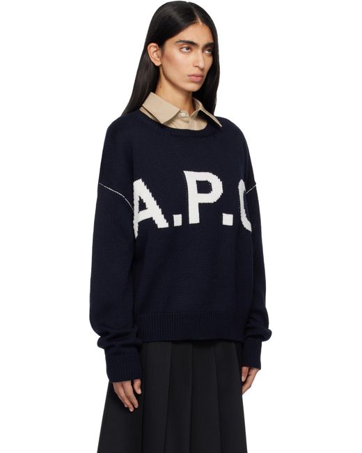 A.P.C. Logo 'A.P.C' Sweater in Blue | Lyst UK