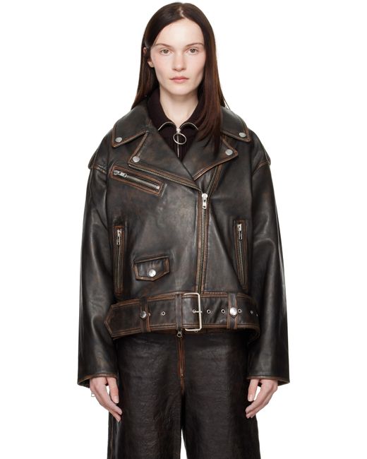 Stand Studio Black Isobelle Biker Leather Jacket