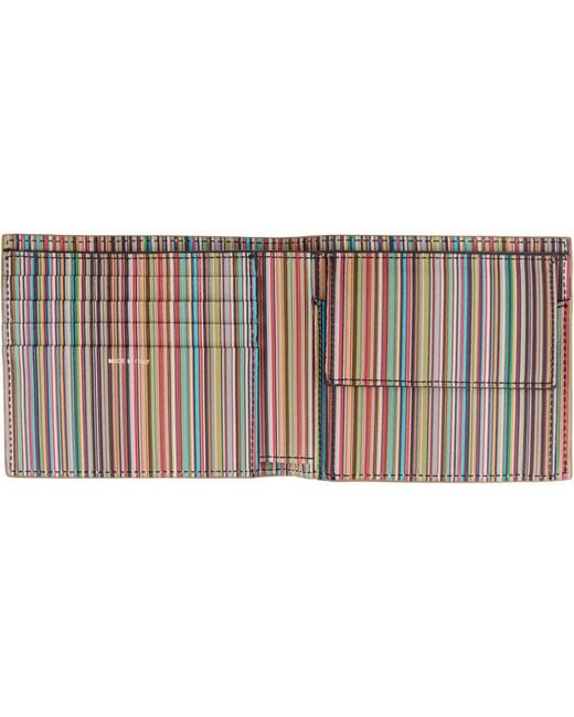 Paul Smith Natural Leather 'Signature Stripe' Interior Billfold Coin Wallet for men