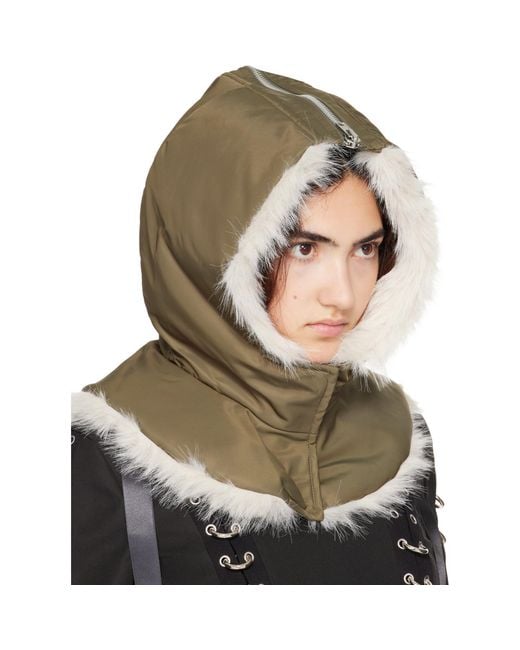 Simone Rocha Gray Khaki Split Faux Fur Zip Hood