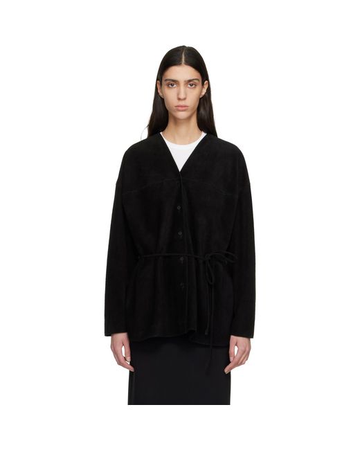 LE17SEPTEMBRE Black Collarless Suede Jacket