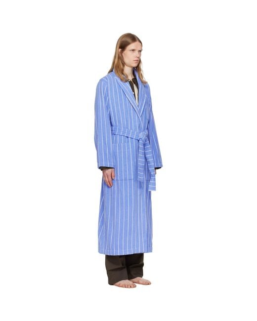 Tekla Blue Terry Classic Bathrobe for men
