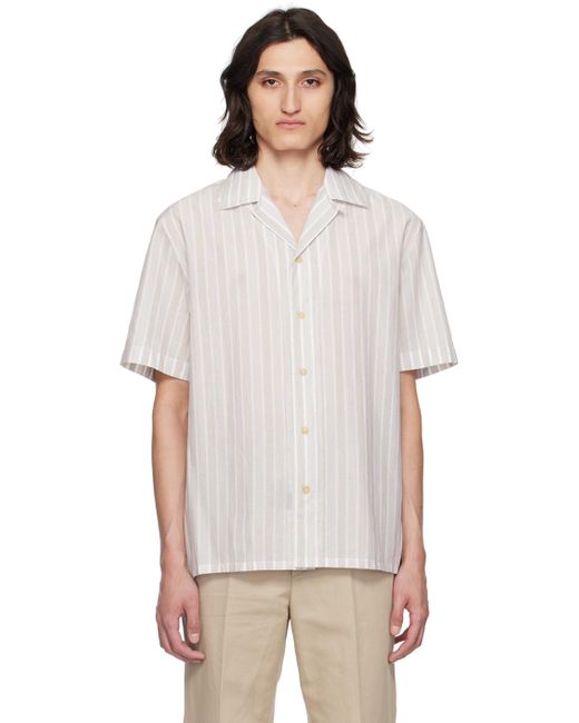 Brioni White Off- Stripe Shirt for men