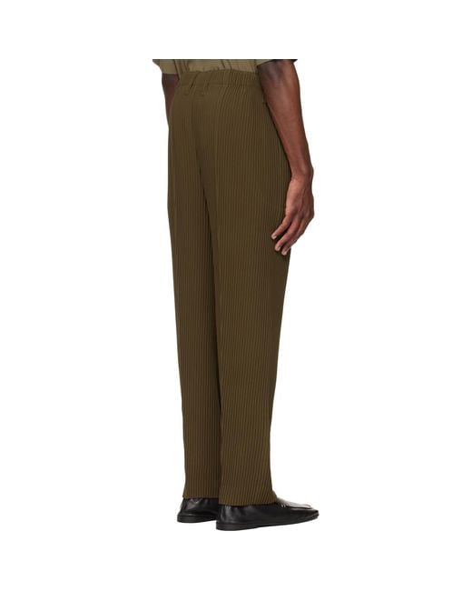 Homme Plissé Issey Miyake Green Khaki Tuxedo Pleats Trousers for men