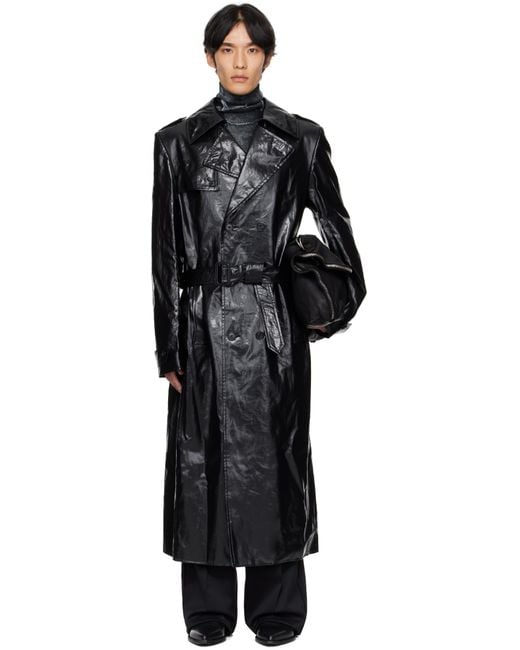 MM6 by Maison Margiela Shiny Coated Linen Coat in Black for Men | Lyst