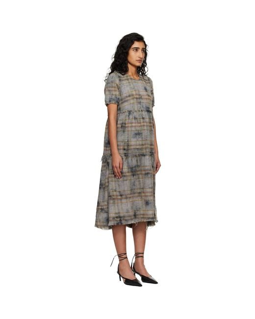 R13 Black Shredded Relaxed Midi Dress