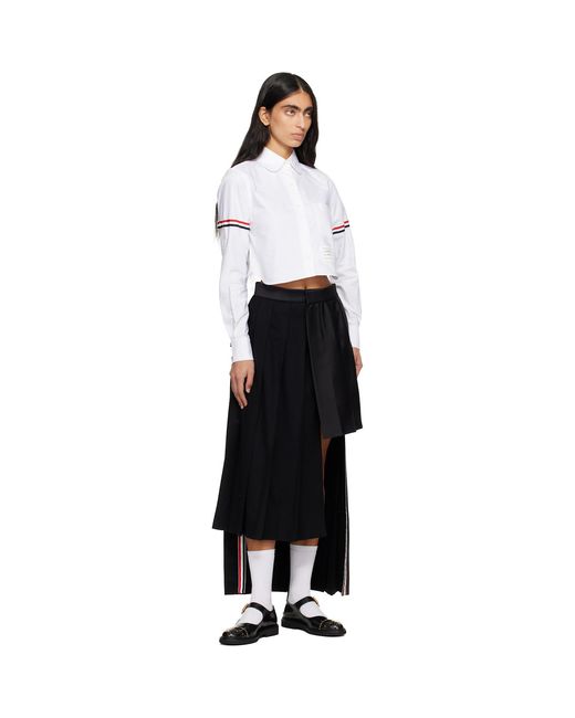 Thom Browne White Oxford Armband Cropped Round Collar Shirt