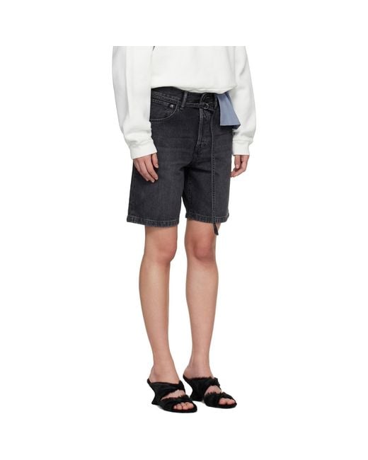 Acne Black Loose Fit Denim Shorts