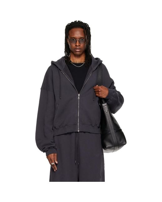 Lu'u Dan Blue Washed Zip Hoodie for men