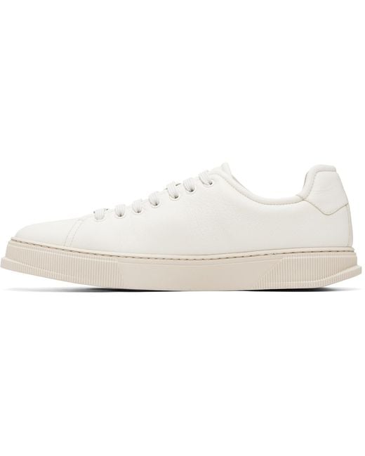 Ferragamo White Off- Elastic Lace Sneakers for men