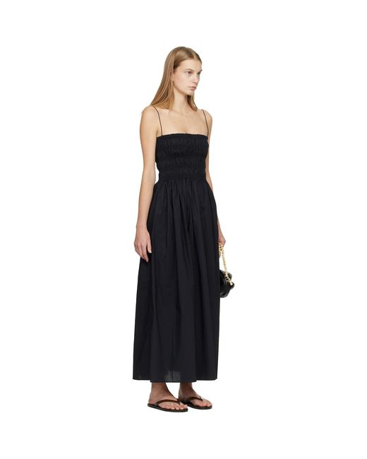 Matteau Black Shirred Bodice Midi Dress
