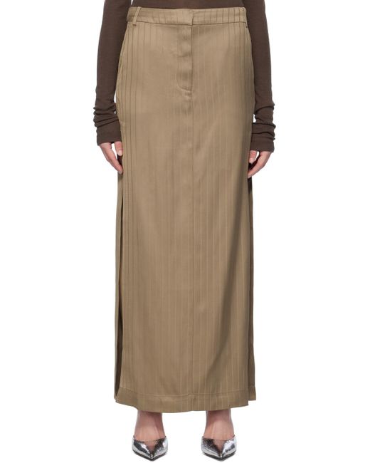 REMAIN Birger Christensen Natural Brown Suiting Maxi Skirt