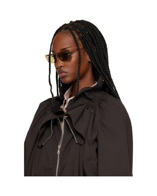 Prada Black Rimless Metal Rectangle Sunglasses