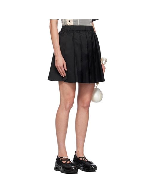 Simone Rocha Black Mini Pleated Elasticated Waist Kilt Skirt