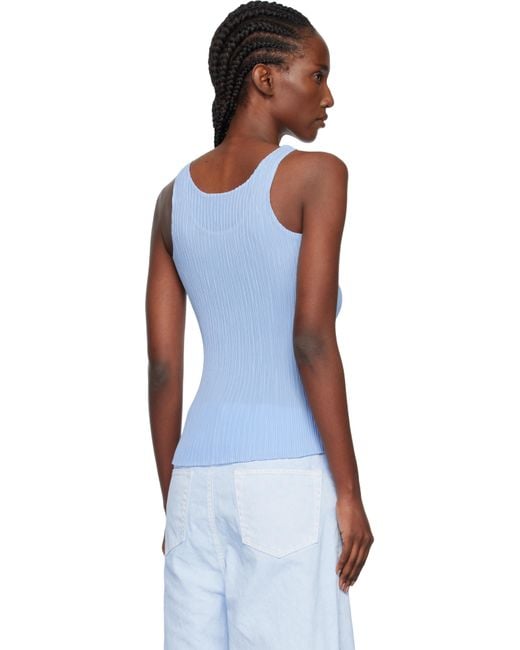 Issey Miyake Hatching Bottoms Tank Top in Blue | Lyst