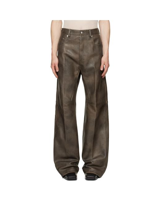 Rick Owens Brown Tower Geth Leather Pants for men
