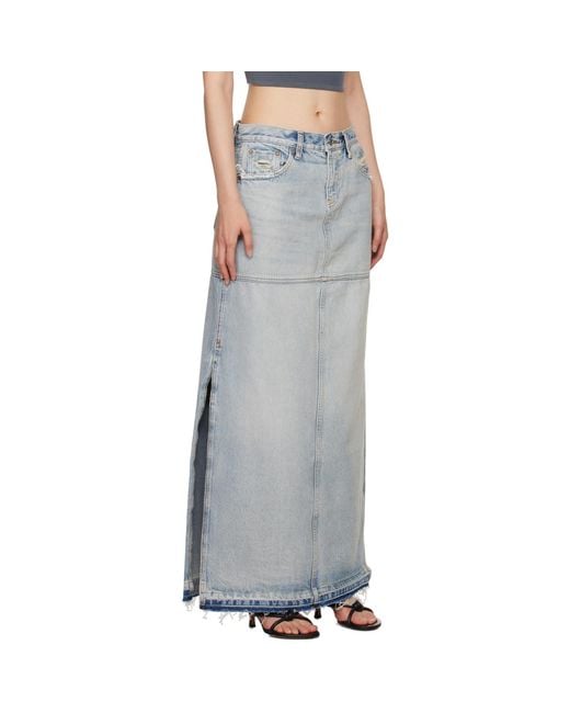 Re/done Black Blue Split Maxi Skirt
