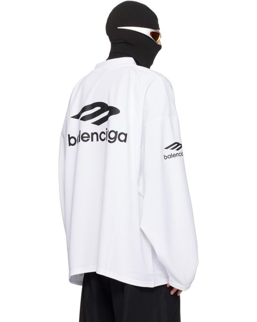 メンズ Balenciaga ホワイト 3b Sports Icon Ski 長袖tシャツ Black