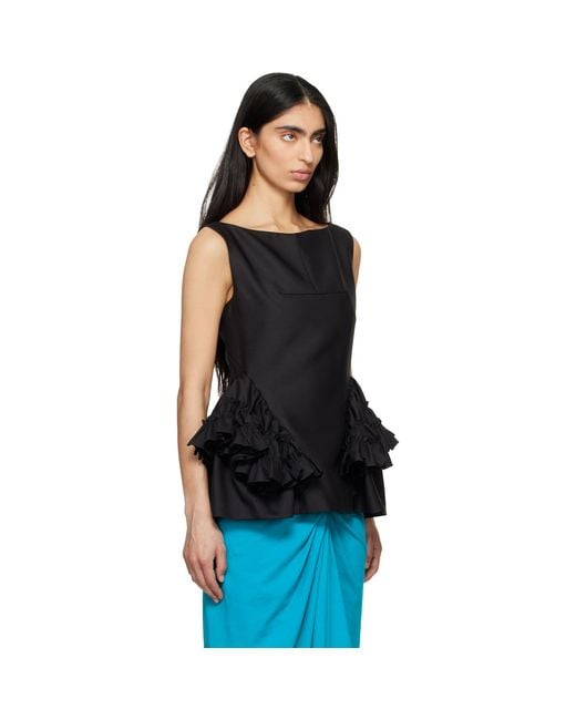 Dries Van Noten Black Ruffled Peplum Blouse