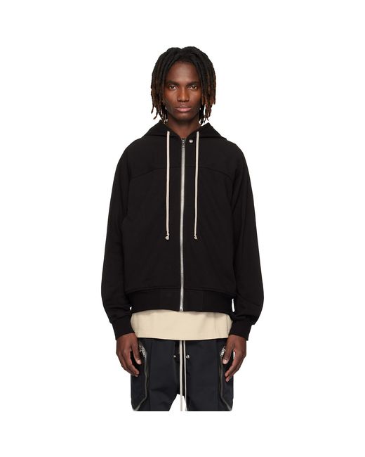 Rick Owens Black Temple Heavy Jersey Windbreaker Hoodie for men