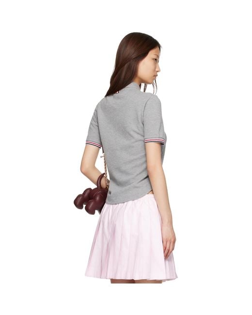Thom Browne Gray Pique Keyhole Polo