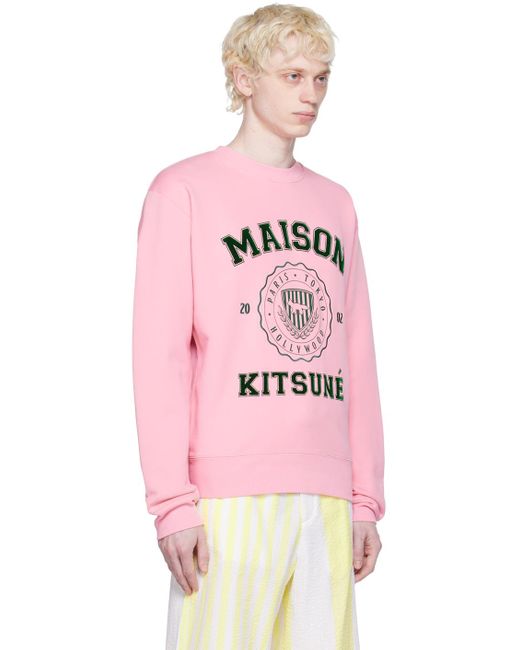 Maison Kitsuné Pink Hotel Olympia Edition Varsity Sweatshirt for men