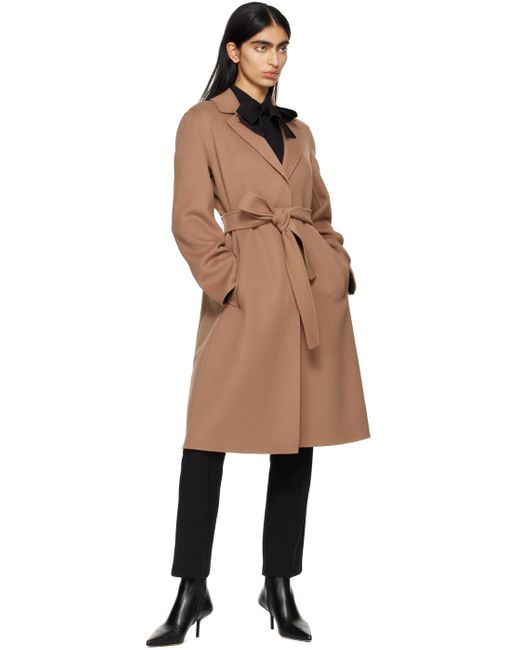 Manteau brun clair à ceinture Max Mara en coloris Black