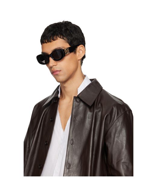 Loewe Black Beveled Oval Maxi Anagram Sunglasses for men