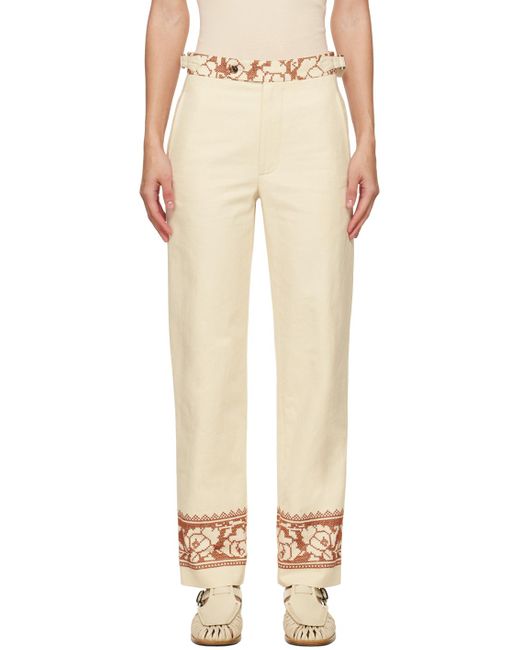 Bode Natural Off-white Rose Garland Trousers