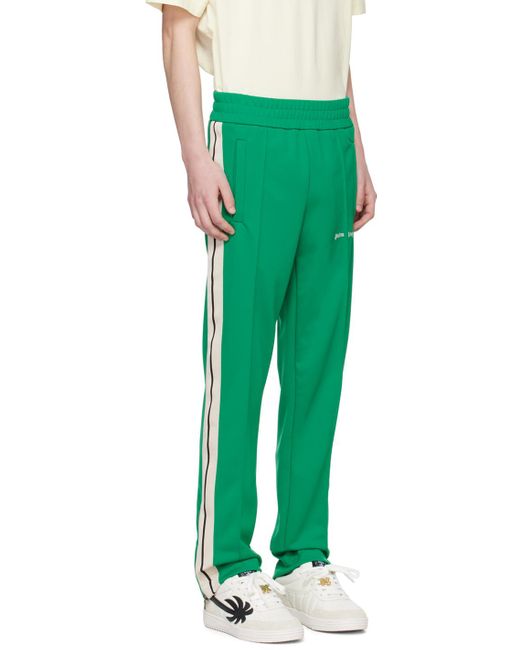 Palm Angels Green Striped Track Pants for men