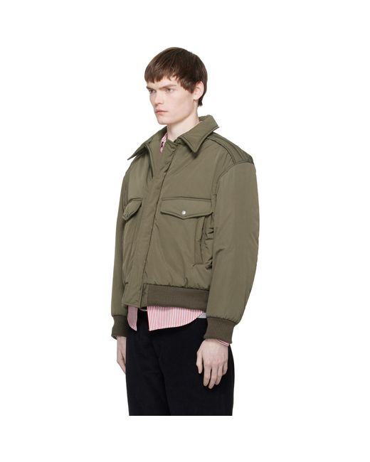 Commission Green Khaki Midtown Nylon Bomber Jacket for men