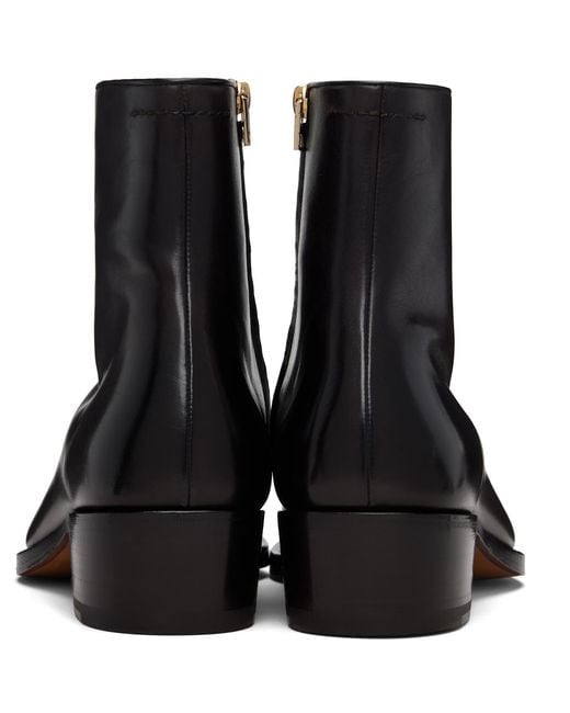 Tom Ford Black Burnished Leather Vincent Boots for men