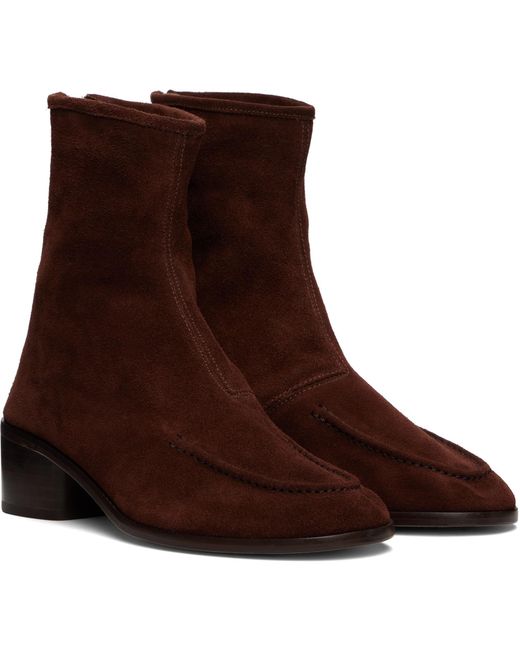 Hereu Brown Juliol Calf Suede Heeled Boots